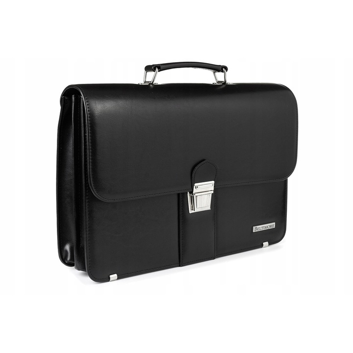 Servieta barbati Beltimore, ecologica, mare, pentru documente/laptop, 30x40x14cm, neagra