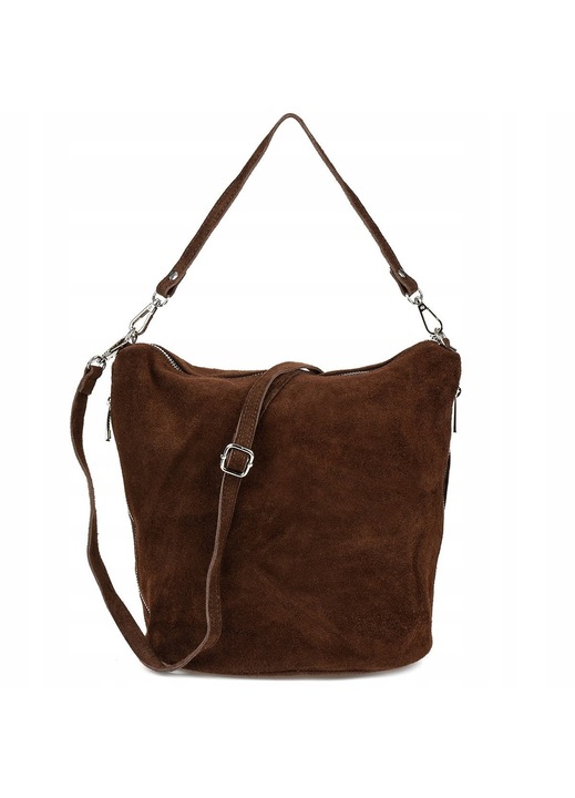 Geanta de umar din piele naturala, Vera Pelle, taupe, dimensiuni 20x9.5x20cm, cu doua buzunare, pentru femei