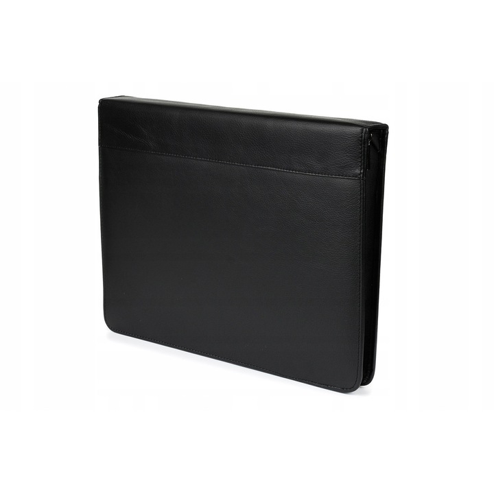 Servieta din piele naturala, Beltimore, model ABM-53-697, mare, organizare excelenta, neagra, 35x26x4cm