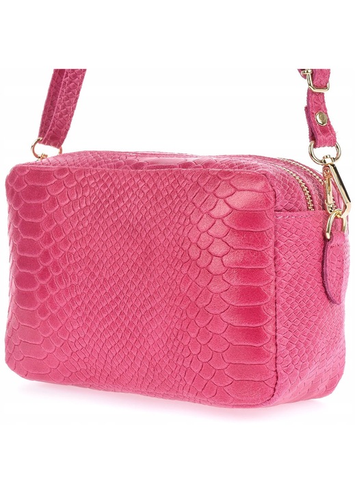 Geanta de umar din piele naturala, Beltimore, model croco, culoare auriu, dimensiuni 22x15x10cm, marime medie