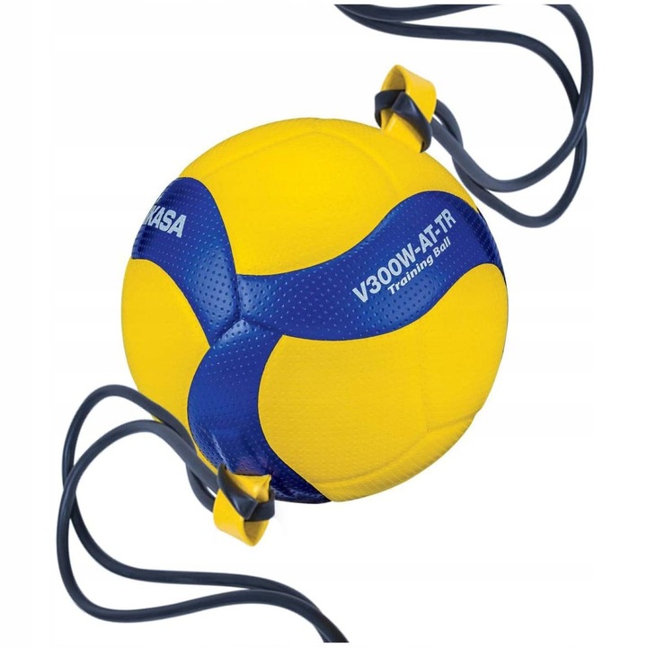 Minge de volei Mikasa V300W-AT-TR, dimensiune 5, culoare albastru-galben, 65-67cm, 350g