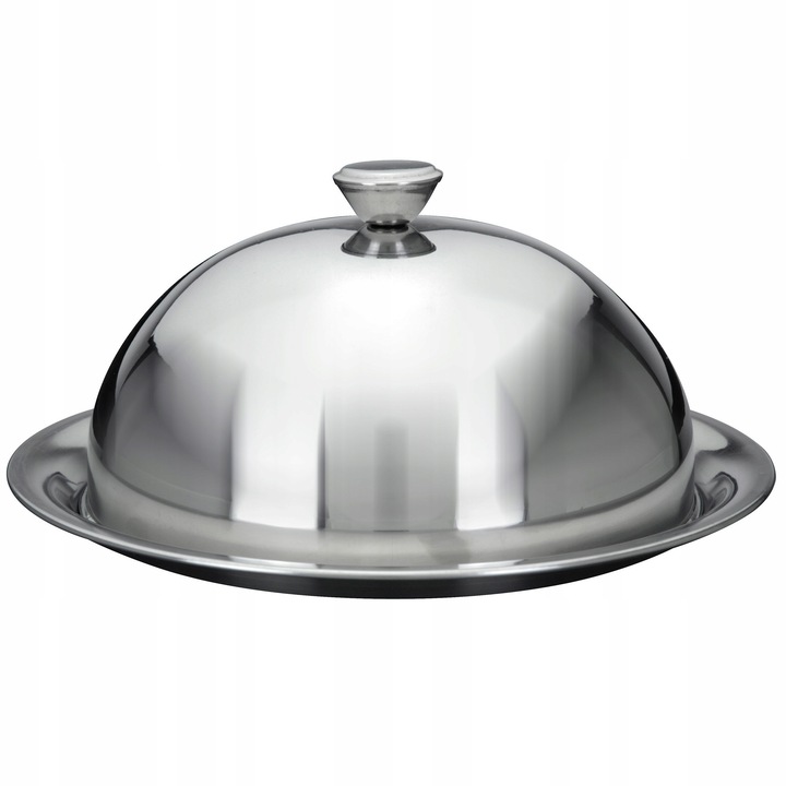 Patera metalica cu clopot, Excellent Houseware, 30cm, argintie, din otel inoxidabil