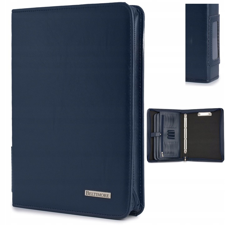 Servieta organizatoare pentru birou, Beltimore, mare, 8 compartimente pentru carti de vizita, 3 compartimente pentru pixuri, granat, 26x38x5cm