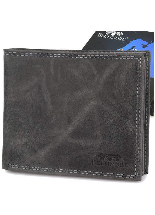 Мъжки портфейл от естествена кожа, модел S51, черен, със RFID защита, размери 9,5x12,5x3см, комплект с елегантна кутия