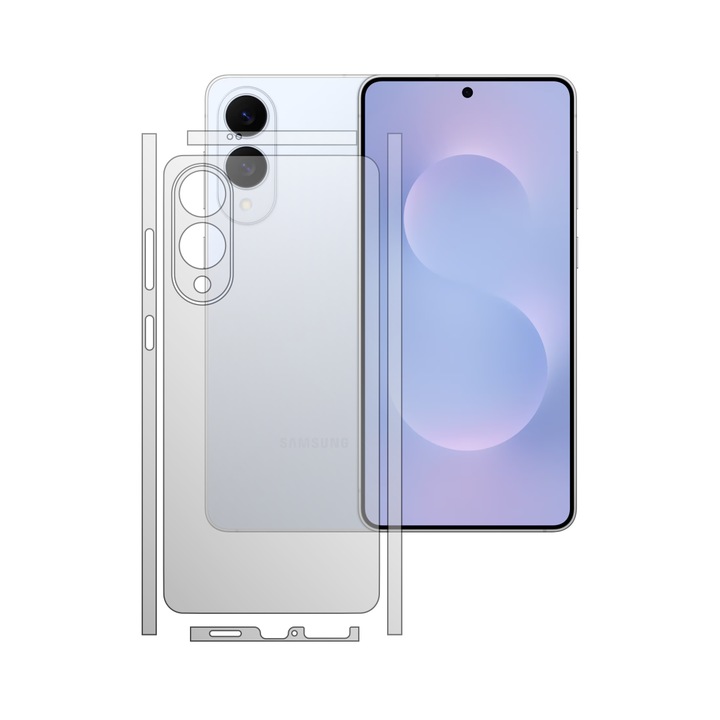 iSkinz Matt Öngyógyító Hátlap Védőfólia Samsung Galaxy S25 Edge-hez - Osztott Vágás, Szilikon Hátlaphoz és Oldalakhoz, Rugalmas Matt Öntapadó Skin