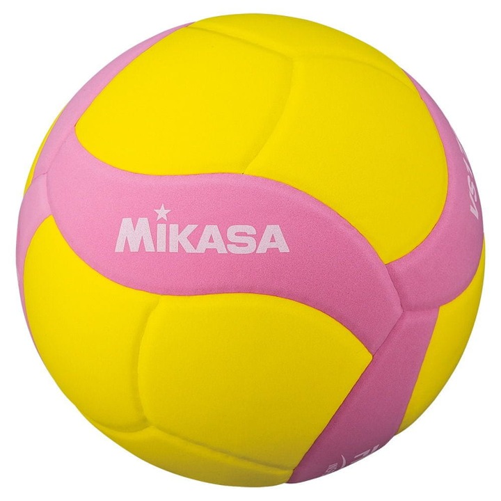 Minge de volei Mikasa VS170W, roz-galben, dimensiune 5, 64,5x66,5cm, 160-180g, pentru copii