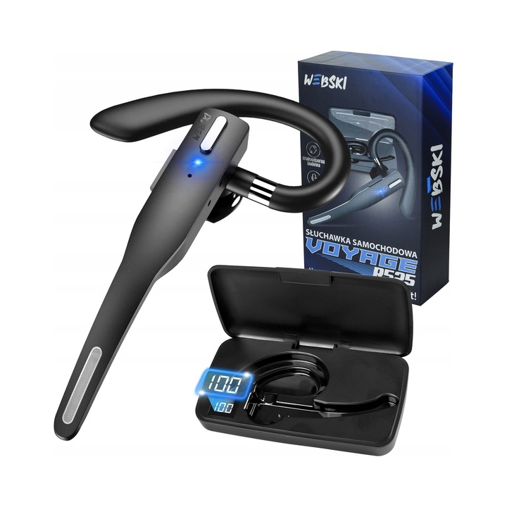 Webski Voyage R525 vezeték nélküli fülhallgató, ergonomikus kialakítás, vízálló, Bluetooth 5.1, 12 óra üzemidő