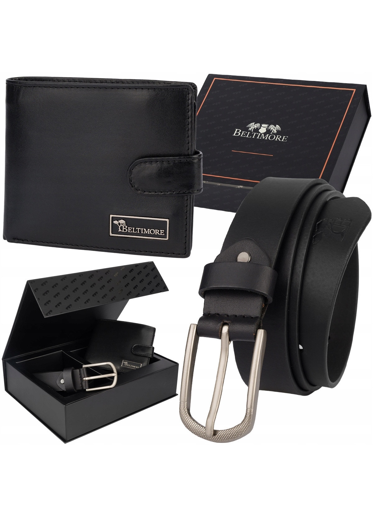 Badens セット Set cadou barbati Boss, cu curea, pix, portofel, negru - eMAG.ro