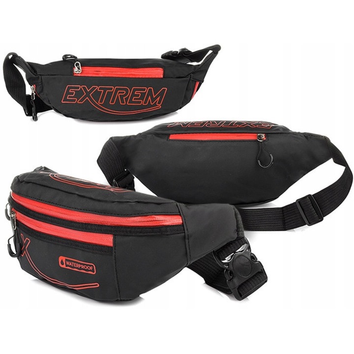 Спортна чанта за кръст Bag Street 2473, водоустойчива, 2 джоба, многоцветна, 38x12x8см