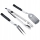 Set ustensile gratar BBQ, spatula 43,5cm, cleste 47cm, furculita 40,5cm, inox, argintiu