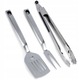 Set ustensile gratar BBQ, spatula 43,5cm, cleste 47cm, furculita 40,5cm, inox, argintiu