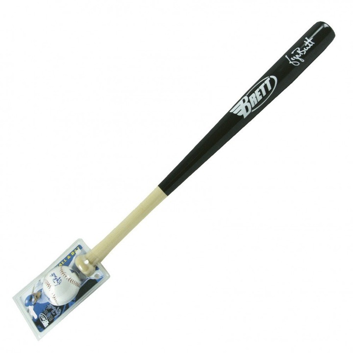 Baseball ütő és labda szett BRETT 81 cm, fából, lakkozott, műbőr és gumi labda