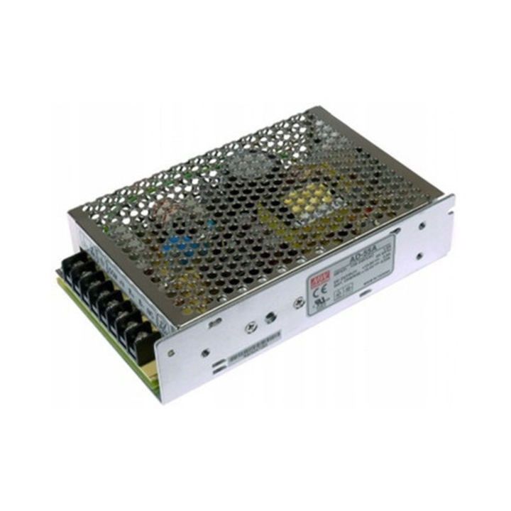 Импулсно захранване Mean Well AD-55A, 13.8V 3.5A, със защита от късо съединение, претоварване и пренапрежение, монтаж на DIN шина, сребристо, 50W