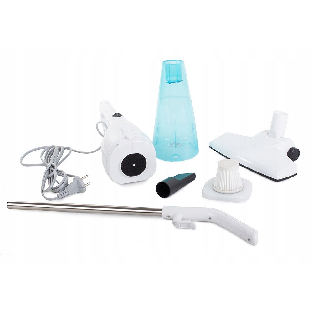 Aspirator vertical fara sac Verk Group, 600W, HEPA, alb-albastru, set cu doua capete
