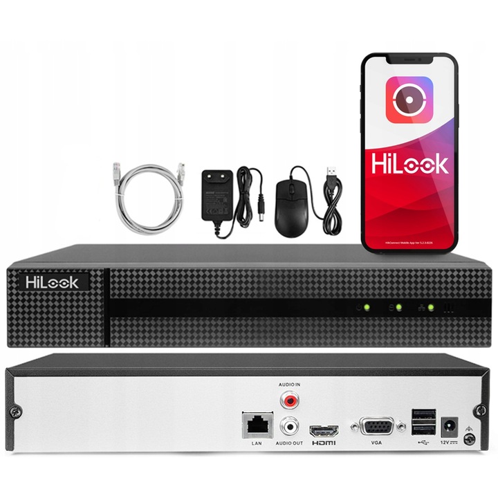 HiLook NVR-4CH 8Mpx 4 csatornás IP rögzítő fekete 315x240x48mm