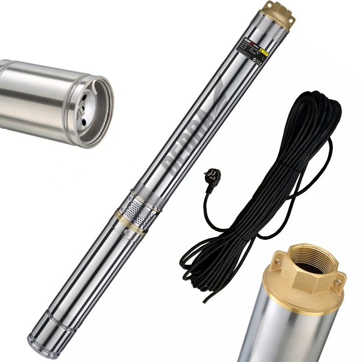 Merülő szivattyú tiszta vízhez, Dedra, 750W, 5700l/h, inox, 18m kábel