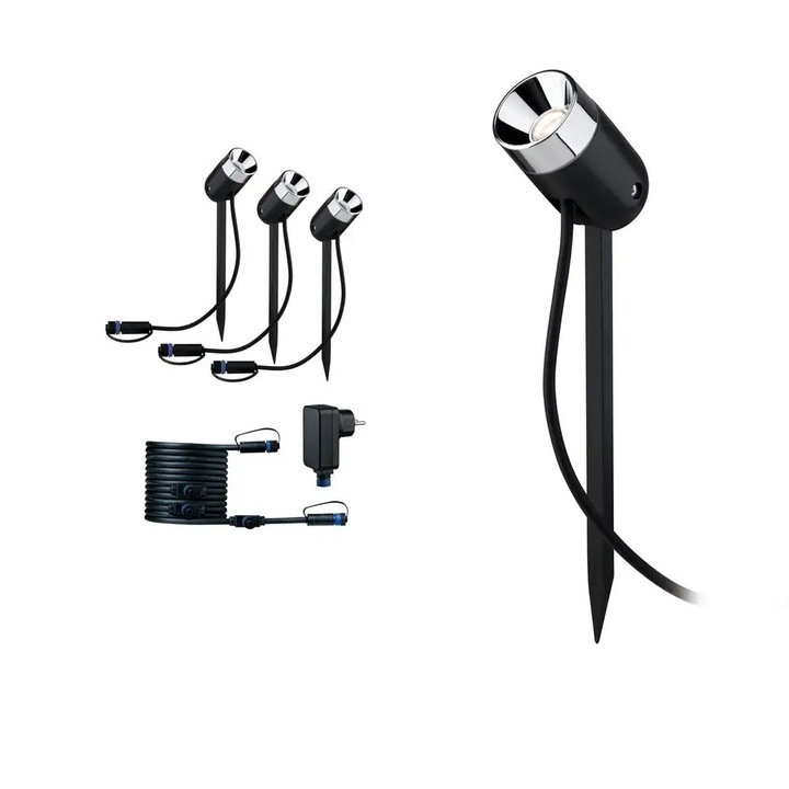Set lampi solare Plug & Shine Paulmann, 3 bucati, antracit, 310x80x50mm