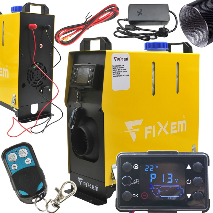 Fixem dízel fűtés, 12V/24V/230V, komplett beszerelési készlet, haszongépjárművekhez és személygépjárművekhez