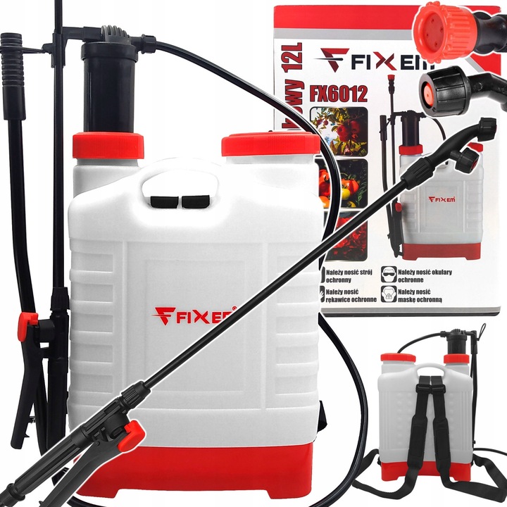 Opryskiwacz plecakowy Fixem 12L, 3 duze dysze, multicolor, set complet
