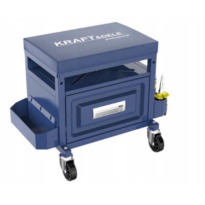 Taburet workshop Kraft&Dele, 3x polite, PVC, 13,2kg, albastru
