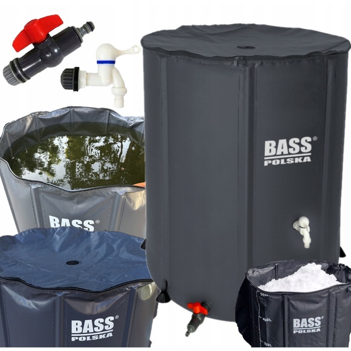 Сгъваем резервоар за дъждовна вода, Bass, 750L, сив, 100x98cm
