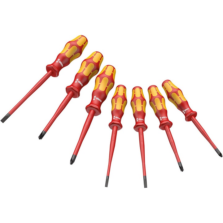 Set surubelnite VDE Wera 7 piese, izolate, cu maner ergonomic, dimensiuni variate