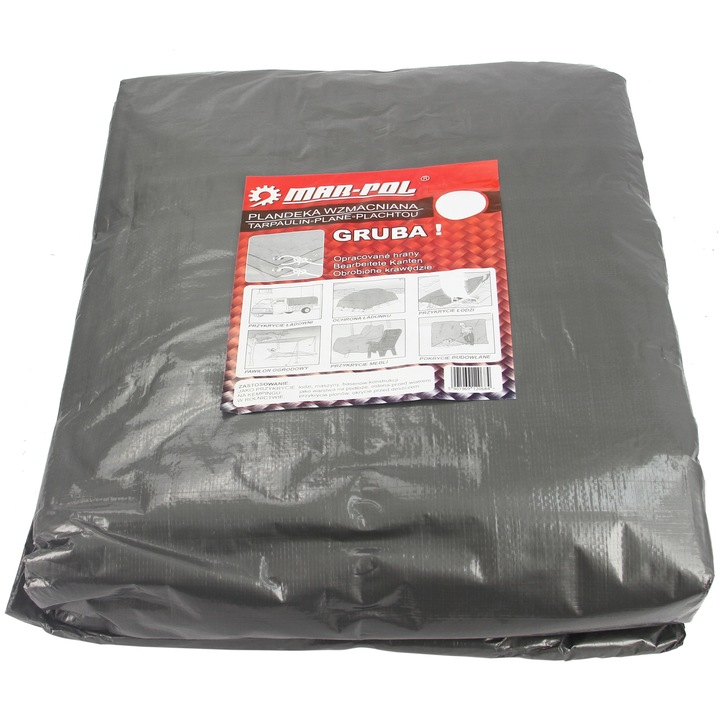 Plandeka Mar-Pol 120g 6x10m, gri, rezistenta la apa si conditii atmosferice