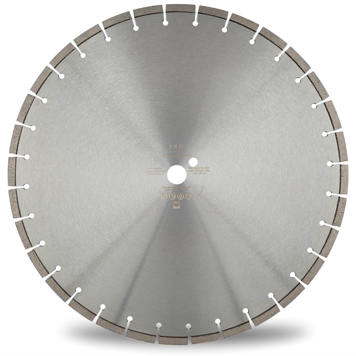 DBM gyémánttárcsa 450x25.4x10mm betonhoz és kemény anyagokhoz, lézerhegesztett szegmens, 5.1kg