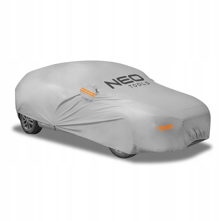 Калъф за кола NEO TOOLS XL 10-475, 20 слоя, от PEVA и памук, водоустойчив, с отвор за врата и закрепване под каросерията, сив, 1 брой