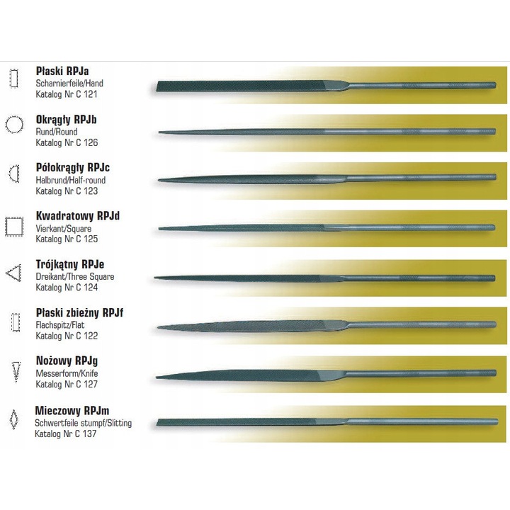 8 db tűreszelő készlet, Befana, 180 mm, 2-es típus, Lengyelország