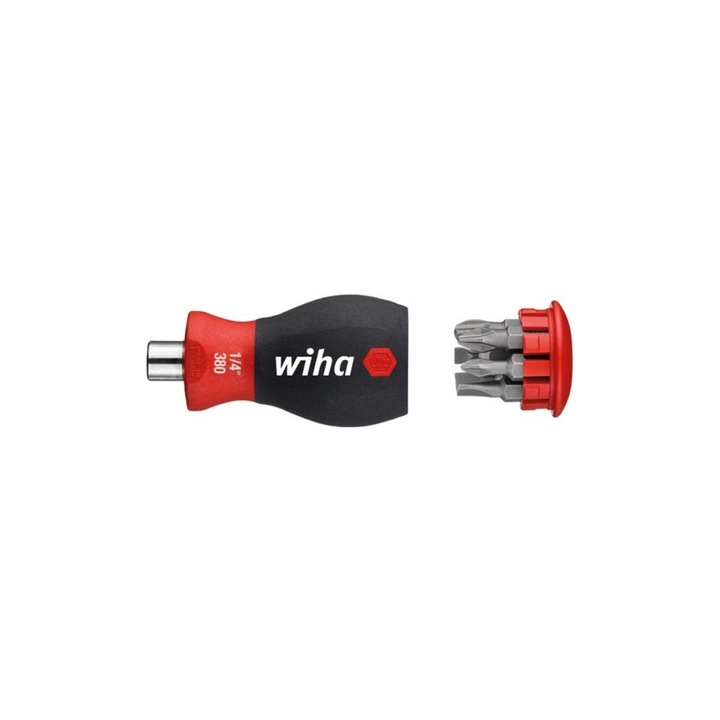 Магнитна отвертка с комплект битове, Wiha, 6 бита, 25мм, многоцветна