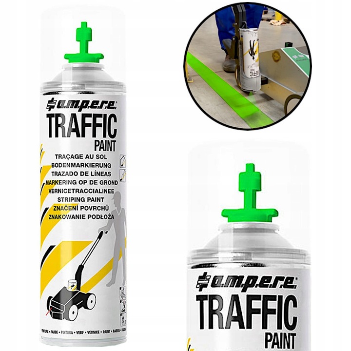Vopsea de semnalizare Ampere Traffic Paint 500ml, verde, set 12 bucati