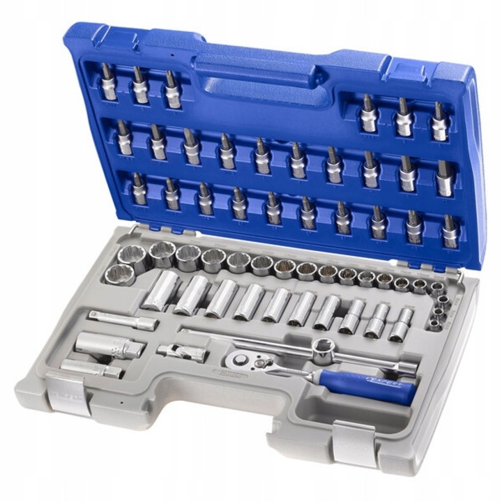 Комплект вложки и аксесоари 1/2" 55 елемента Expert E032909, 8-34mm, 3/8"-1 1/4", в кутия