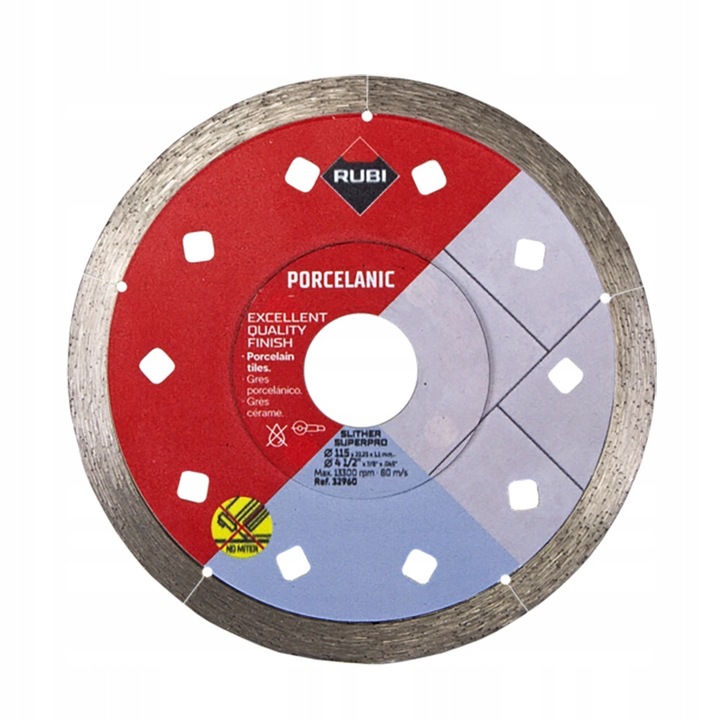Rubi SLITHER gyémánttárcsa 125 SUPERPRO, 125x22,2mm, 1,1mm vastagság, porcelán csempéhez