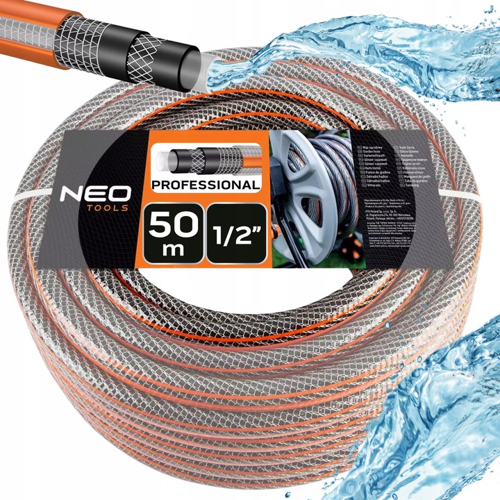 NEO kerti tömlő 1/2" x 50m, 6 rétegű, UV-álló, rugalmas, 36 bar