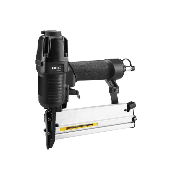 Capsator pneumatic NEO 14-570 pentru capse tip 90 10-40 mm si cuie tip 300 15-50 mm, negru/argintiu, 1 buc