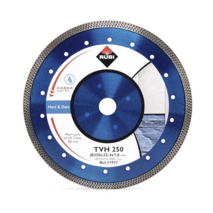 Rubi TVH 300mm gyémánttárcsa, csempéhez és gránithoz, 10mm magasság, 2mm vastagság, 1 db-os készlet.