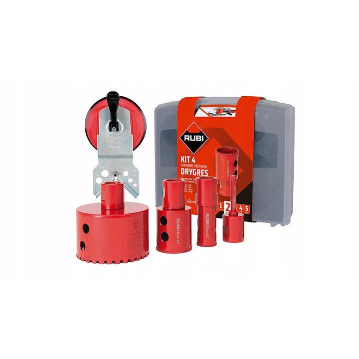 Rubi DRYGRES PREMIUM fúrókészlet 4 db, 28-68mm, vezetővel, csempéhez, gránithoz, márványhoz
