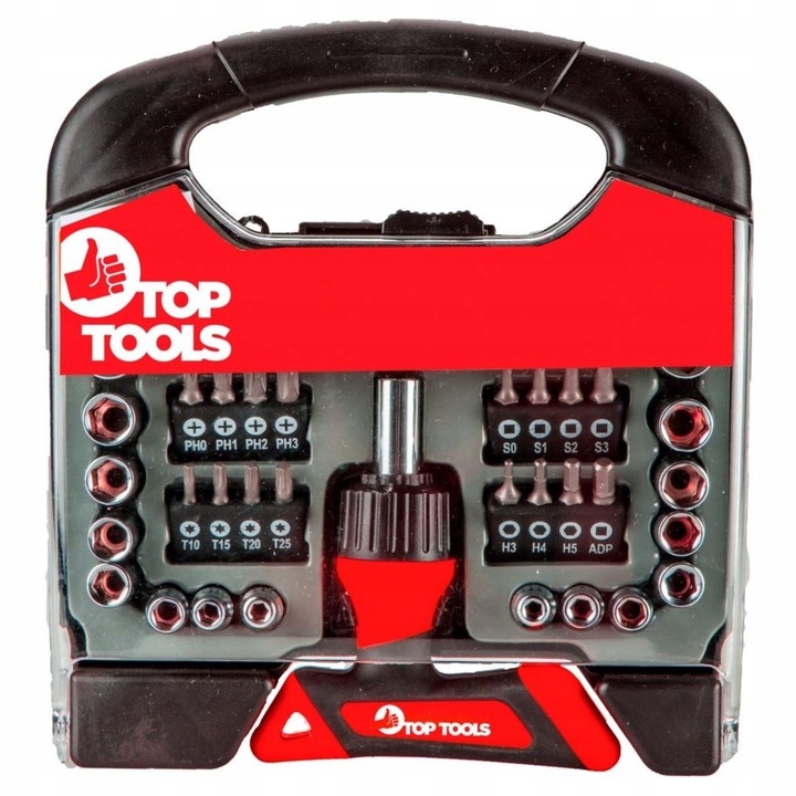 Set de 44 capete de surubelnita cu suport, Top Tools, 1/4", 25mm, plastic