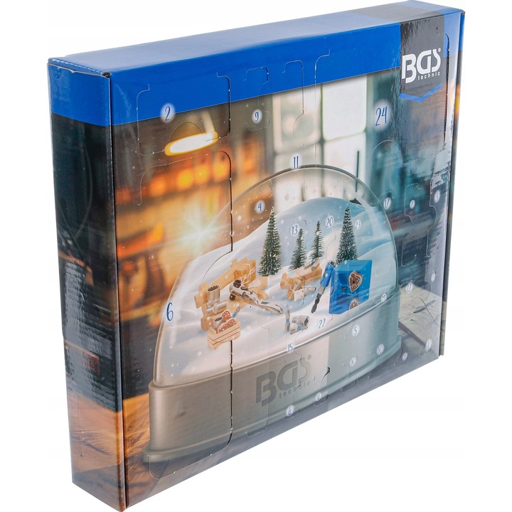 Naptár Advent szerszámokkal, BGS 95010, 24 meglepetés, esztétikus design, kompakt méret