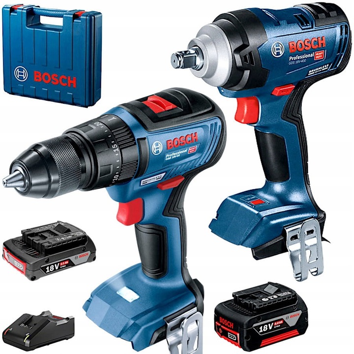Set unelte Bosch GDS 18V-400 + GSB 18V-50, 400Nm, 1x2.0Ah, 1x5.0Ah, 18V