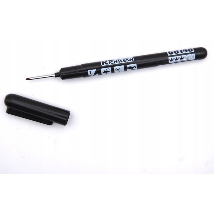 RICHMANN építőipari jelölő, permanent, 20mm hosszú heggyel, 1mm, fekete, 12 darabos készlet