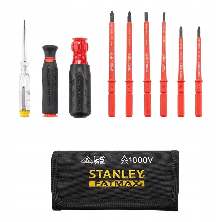 Комплект 10 отвертки VDE Stanley FMHT66426-0, различни накрайници, пластмасова изолация, 1000V