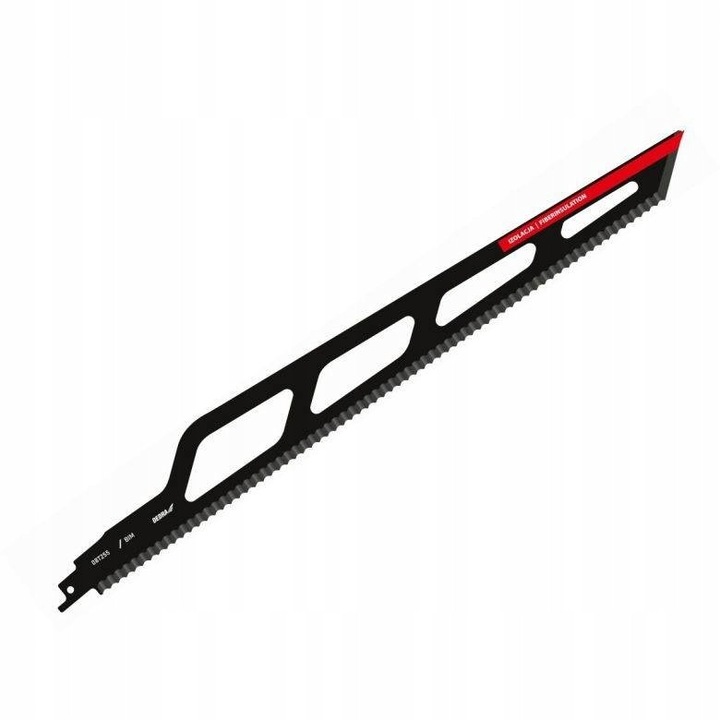 Lama pentru fierastrau sabie Dedra 08T255, din otel inalt carbon HCS, pentru izolatii, lungime totala 400 mm (lucru 375 mm), taiere pana la 350 mm, negru, 1 buc