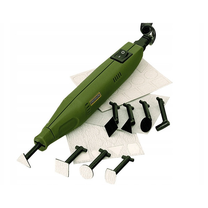 Proxxon PS 13 lineáris csiszoló, 12V, 8.000/perc, 160mm, készlet 4 csiszolófejjel és 3 csiszolólappal