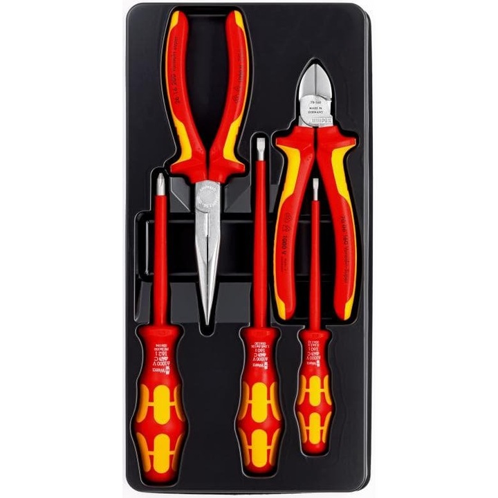 KNIPEX VDE szerszámkészlet, 5 részes, 1000V szigetelt, többszínű, 170x370x40mm