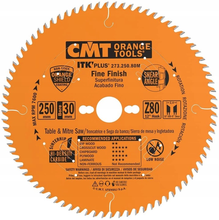 Disc pentru taiere lemn CMT ITK Plus 250x30mm 80 dinti