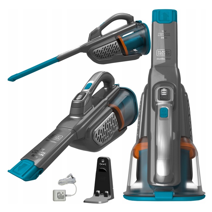 Aspirator manual Black and Decker BHHV520BF, 35W, 0.7l, gri, 20.3x16.5x40cm