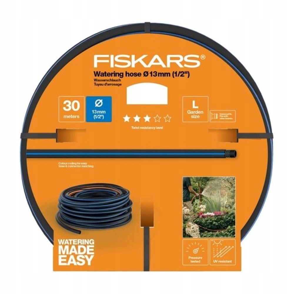 Furtun gradinarit, Fiskars, 13mm, 30m, rezistent la UV, universal - eMAG.ro
