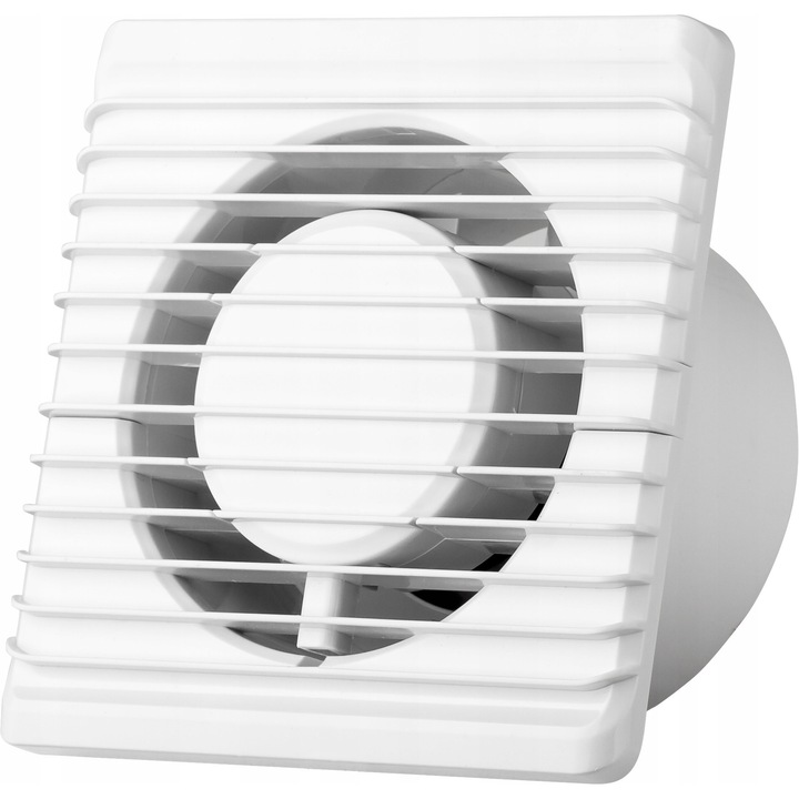 Ventilator de baie airRoxy 01-056, montaj pe perete aparent, cu temporizator, O 80 mm, debit 86 m3/h, 25 dB, Alb